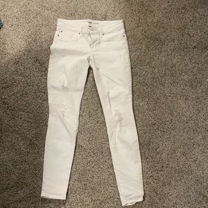 Gap 1969 always skinny ripped white jeans